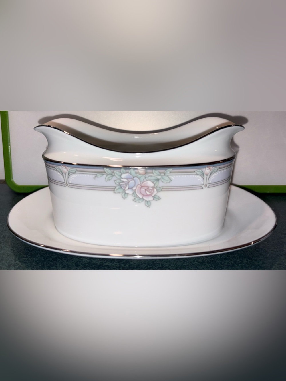 Vintage Noritake 3883 Lancashire Gravy Boat with Attached Under Plate